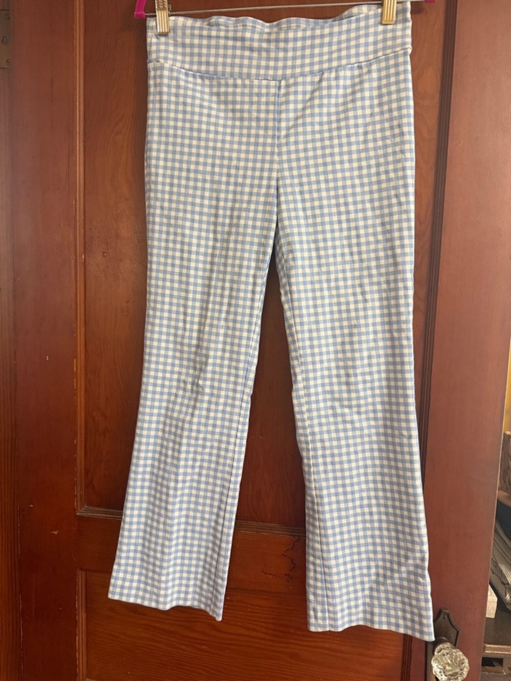 I. McLaughlin Blue and White Gingham Stretch Pants Size 8
